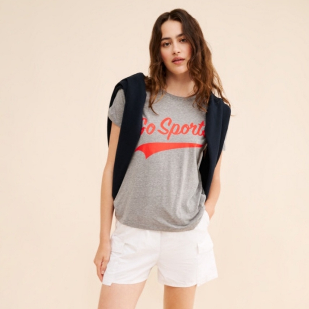 NWT Favorite Daughter Go Sports Heather Gray Graphic T-Shirt | XS